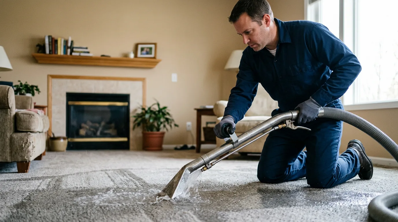 Water damage restoration technician working near Fenwick, MI